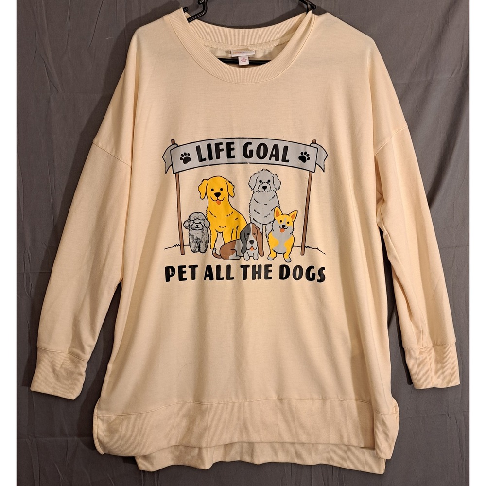LuLaRoe Animal Collection Dog Sweatshirt Women's Size Medium Cream